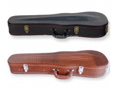 Wooden Hard Shell Full Size Violin Case, with Crocodile Pattern Leather Surface, Plush Interior and Hygrometer 